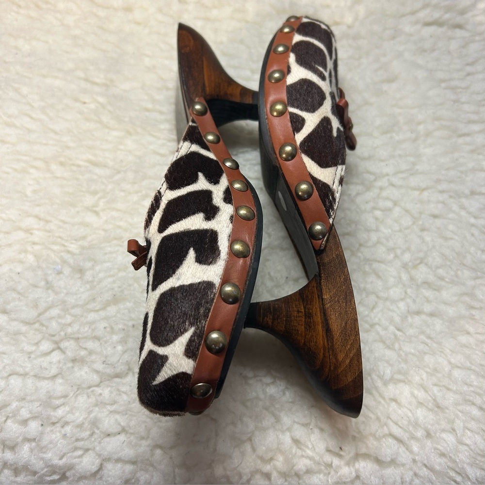 Miu Miu Prada Luxe Leopard  Print Calf Hair Studded Mules,Size 7 (US) - Picture 14 of 15